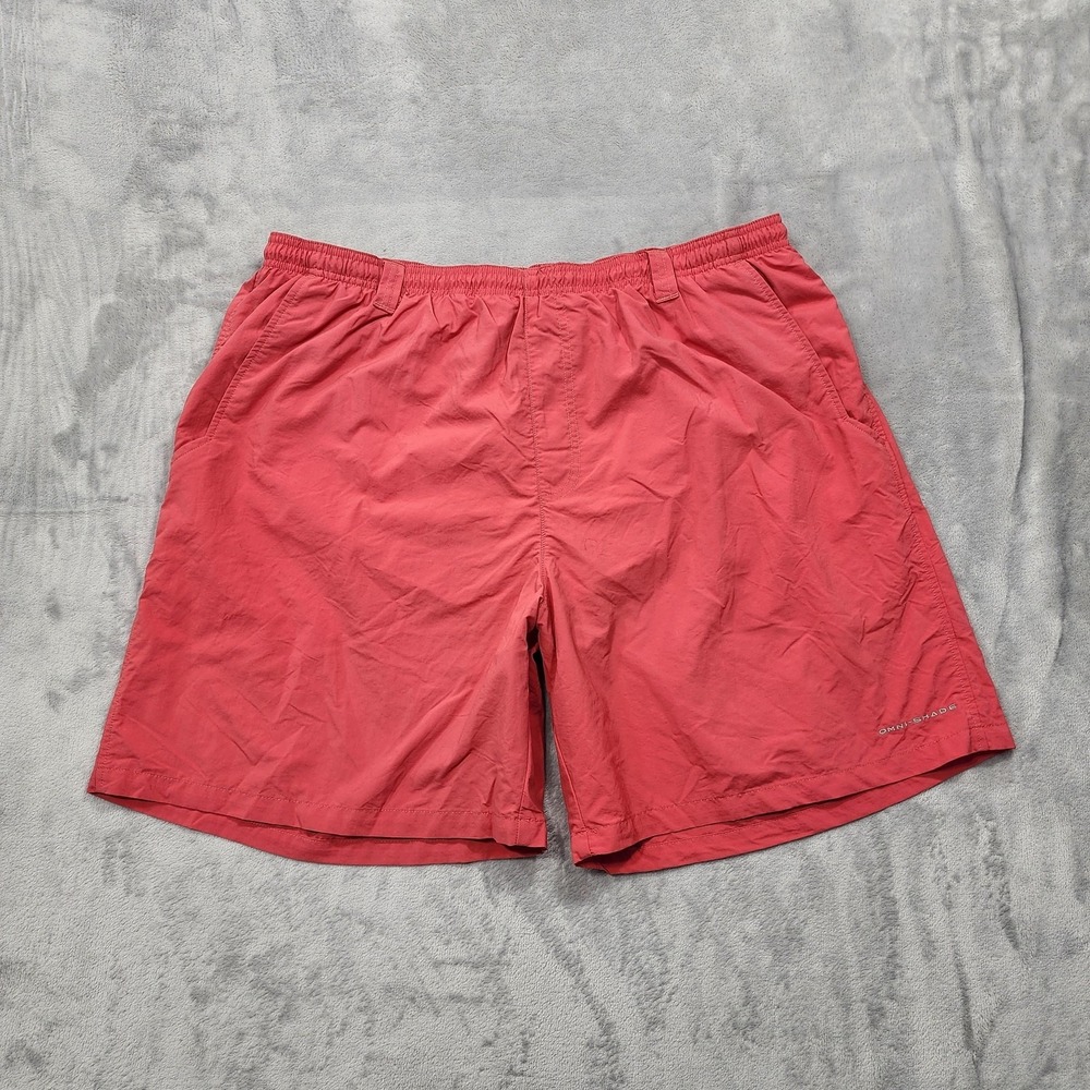 Columbia PFG Swim Trunks Mens 2XL Red Omni-Shade Lined Fishing Shorts Quick Dry
